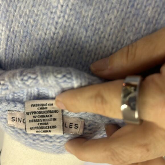 Sincerely Jules Cozy Light Blue Sweater Quarter Zip Cropped Length - Picture 9 of 10